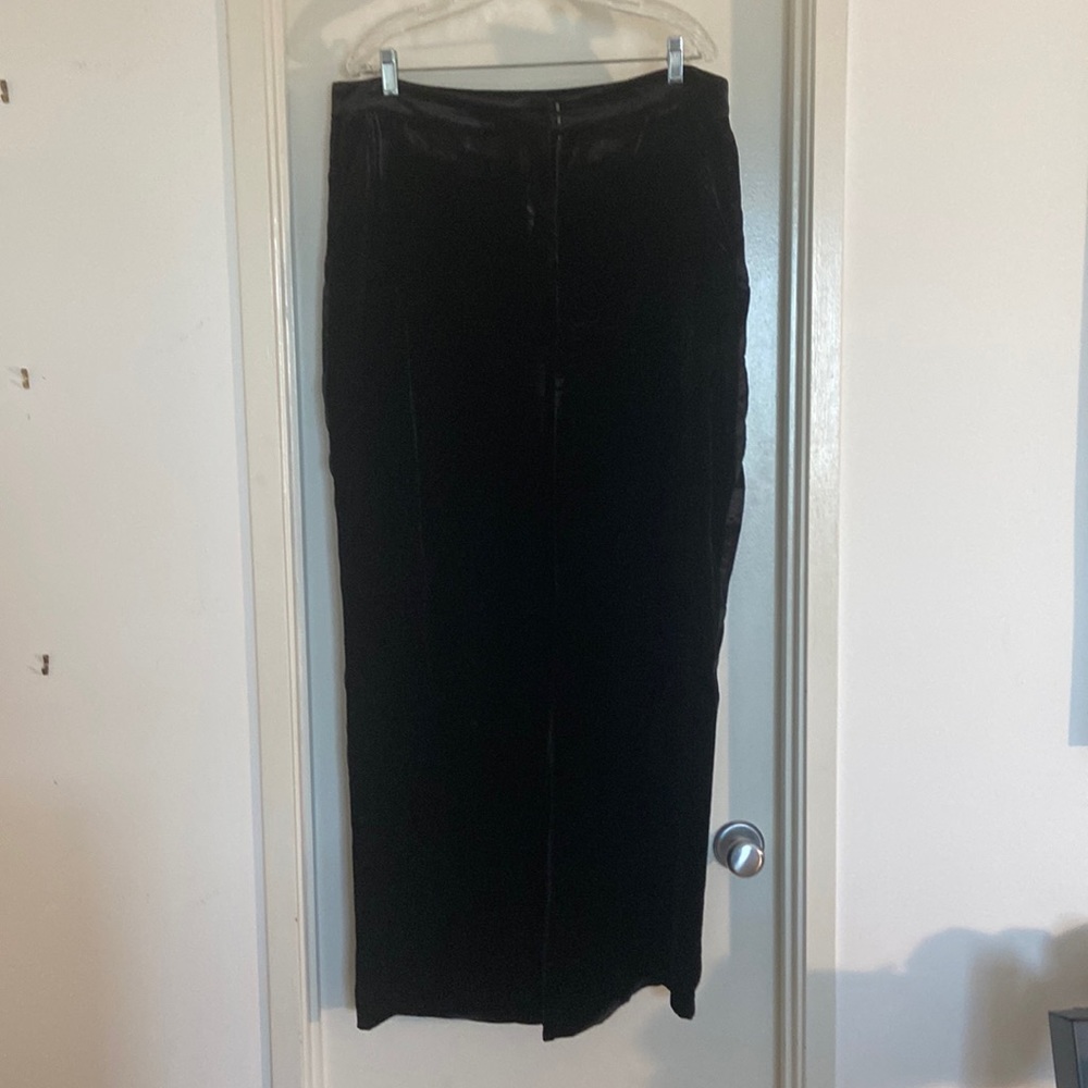 Boden Black Velvet Wide Leg Holiday Trousers Pants 16